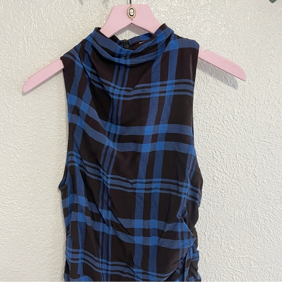 NWT A.L.C. Iggy Plaid Draped High-Neck Assymetrical Dress - Picture 7 of 13